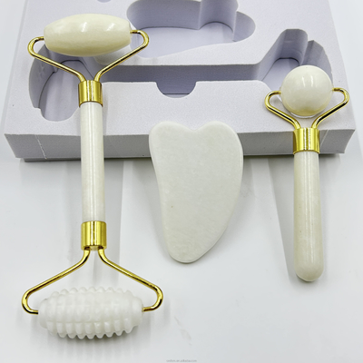 100% натуральный Xiuyan Stone Jade Roller Gua Sha Set для лифтинга лица и натягивания кожи