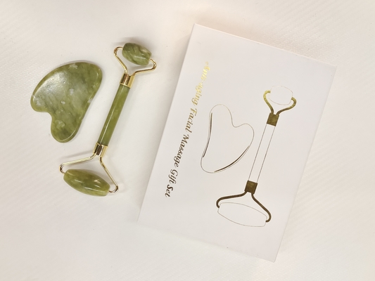 2024 Двойная голова Xiuyan Stone Jade Roller и Gua Sha Set для ухода за кожей водонепроницаемая Да