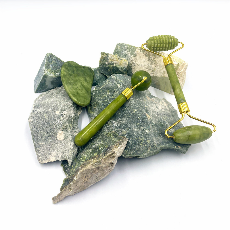 2024 Двойная голова Xiuyan Stone Jade Roller и Gua Sha Set для ухода за кожей водонепроницаемая Да